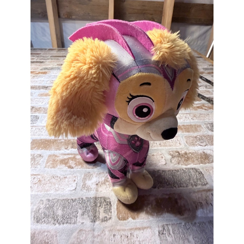 Paw Patrol Skye Mighty Movie Plush Pink Superhero Dog Toy 12 Inch 2023 Spin